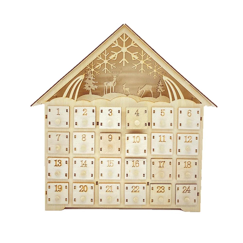 Christmas Wooden Advent Calendar Led Lighted Village House Santa Claus  Countdown Ornament With Drawers Box Decorations Gift - Advent Calendars -  AliExpress