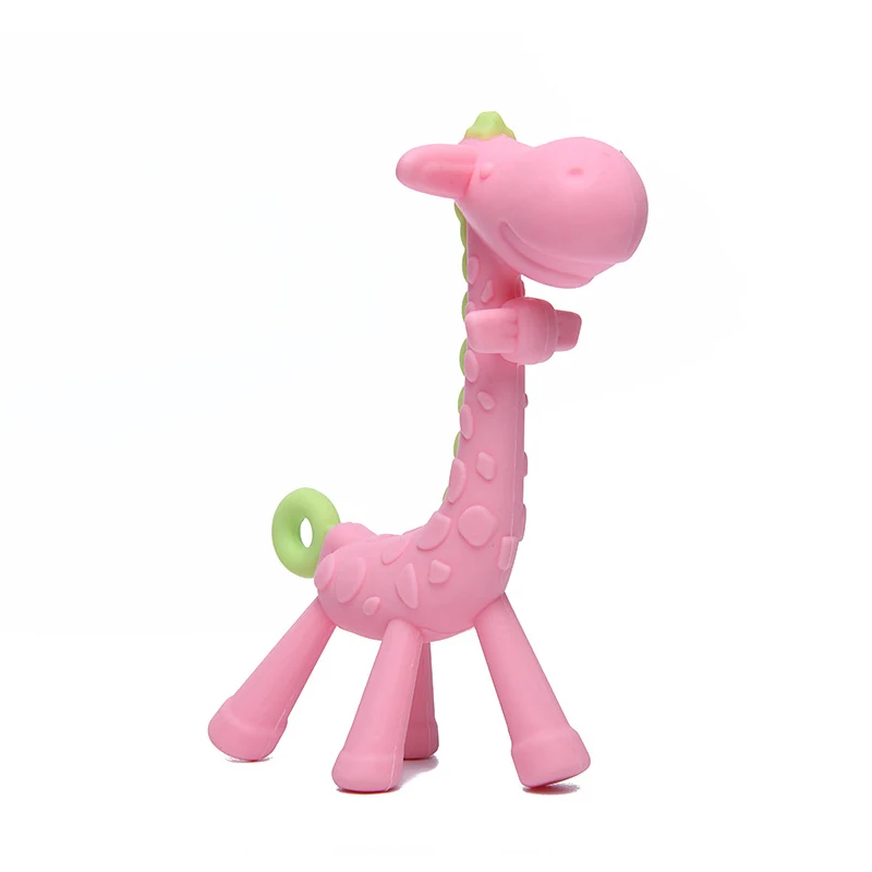 pink 1 шт. жираф, силиконовые прорезыватели, игрушки, силиконовые бусины, Мягкий прорезыватель, сделай сам, Детские Прорезыватели, ожерелье, аксессуары, детские жевательные игрушки, жираф ба - Цвет: pink