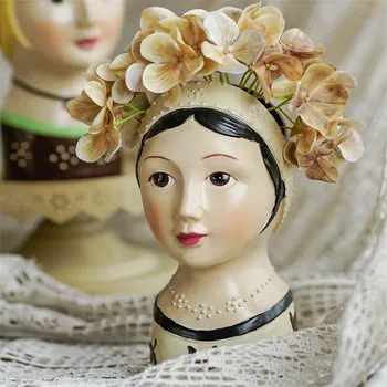 

Home Yard Planter Creative Color Painting Russia Doll Resin Vase Ornament Flower Pot Wall Hanging Statue Craft Decor Art M4184