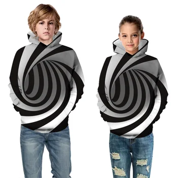 

Children's 3D vision vortex hoodie boys and girls fashion spring long sleeve casual sports hoodie teen trend street wear