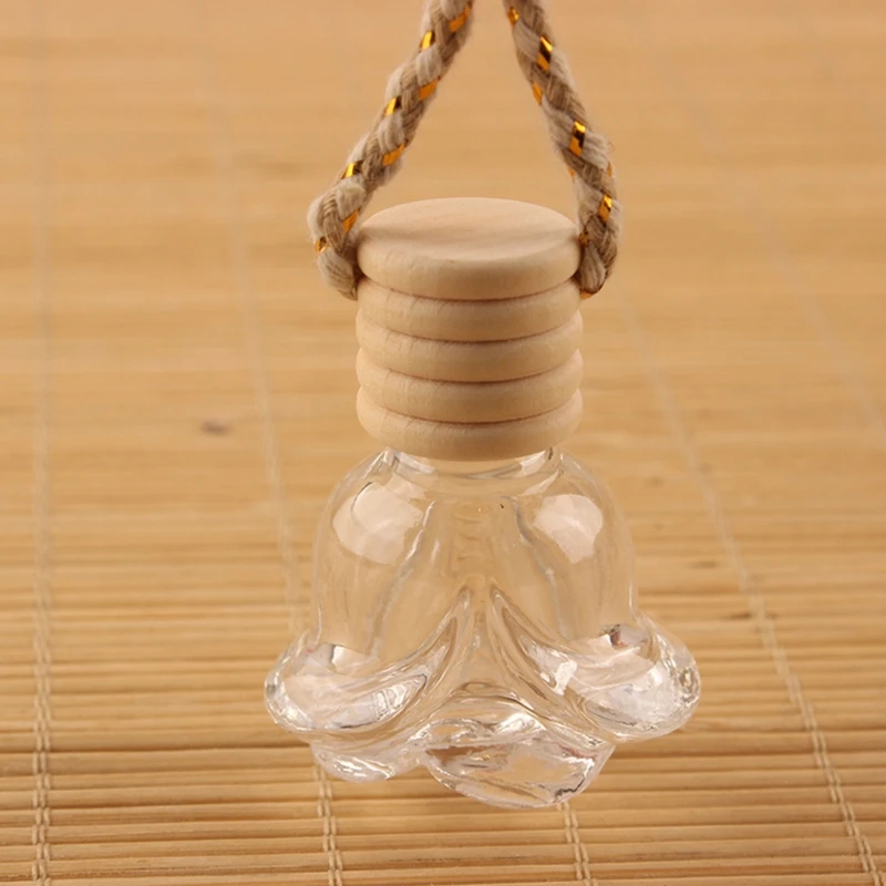10Pcs Car Hanging Glass Bottle Empty Perfume Aromatherapy Dispenser Refillable Essential Oils Diffuser Air Fresher Pendant