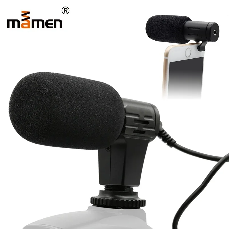 

Mamen Microphone Mini Portable 3.5mm Condenser For SLR DSLR Smart Video Camera Outdoor Interview Mic Microphone With Muff