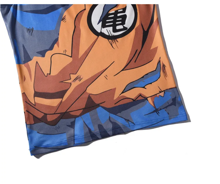 Foreign Trade Hot Sales Summer Vest Anime Goku Printted Waistcoat Fashion Sleeveless Youth Sports Tank Top Waistcoat Men's