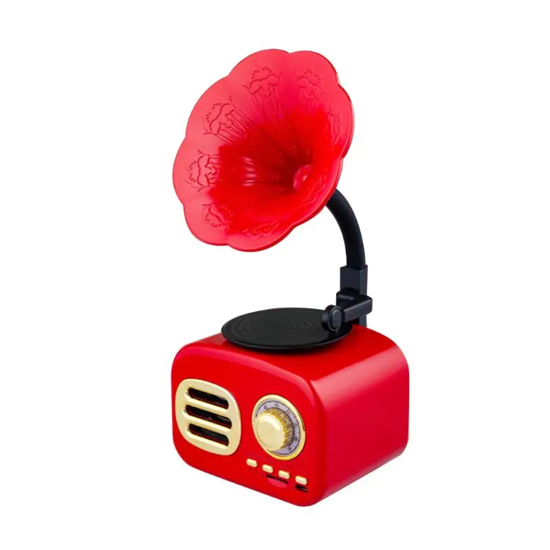 Красный Фонограф мини Bluetooth динамик беспроводной громкий динамик сабвуфер TF fm-радио - Цвет: Красный