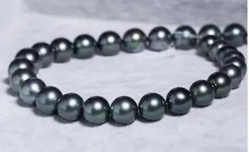 

free shipping HUGE 18" 9-10MM 100% TAHITIAN GENUINE BLACK PERFECT ROUND PEARL NECKLACE AAA