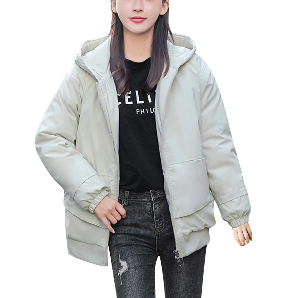 parka women's jacket female Fashion Short Embroidered Print Zipper Hooded Jacket Pocket winter coat women manteau femmeF917