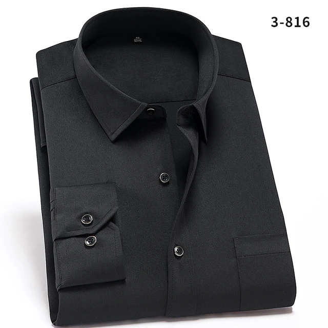 New Stretch Anti-Wrinkle Cotton Men's Shirts Long Sleeve Dress Shirts For Men Slim Fit Camisa Social Business Blouse White Shirt 3-816