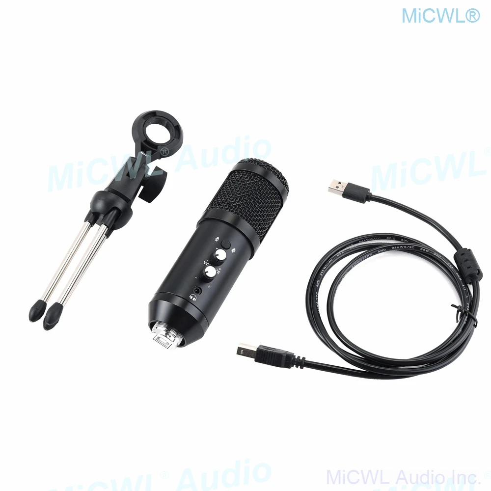 USB 콘덴서 마이크 키트 삼각대 스탠드, 마이크 카디오이드 스튜디오 녹음 라이브 KTV 가라오케 노트북 PC 컴퓨터용