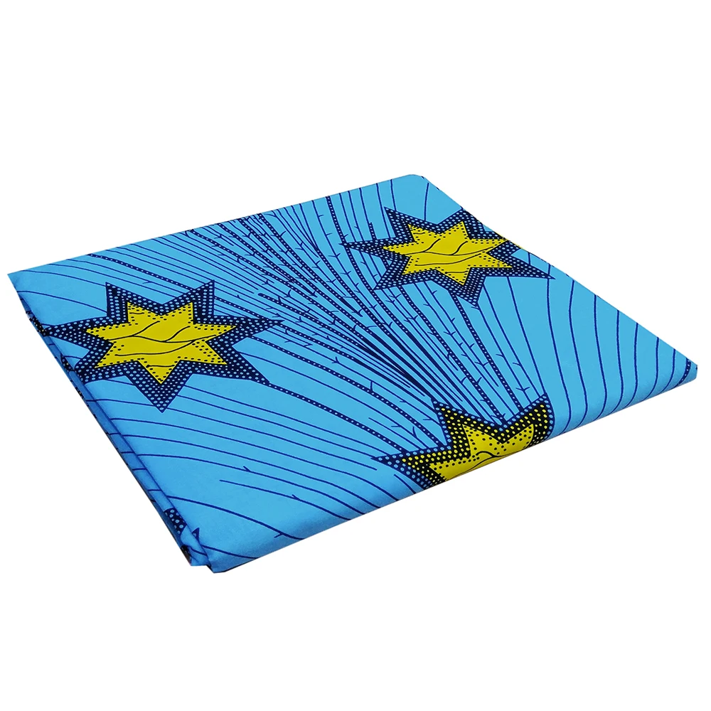 Новейшая хлопчатобумажная африканская ткань Африканская желтая шестиконечная звезда настоящий голландский воск небесно-голубая ткань для платья