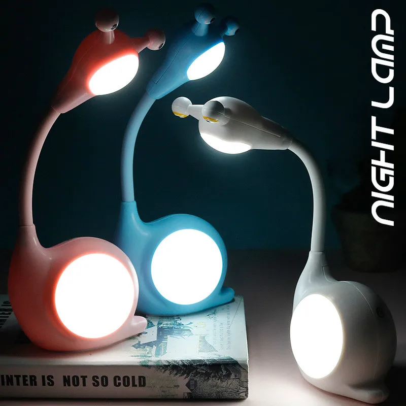 

Snail Table Lamp Touch Dimming LED Reading Desk Lamp for Children Kid Gifts White / Blue / Pink USB Charging Bedside Night Light