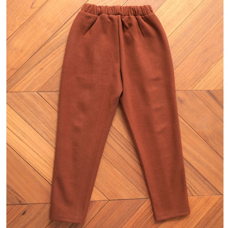 Teenage Girls Pants Woolen Trousers Children Pants Autumn Winter School Kids Clothing Casual Pocket Pant For Teen Girl Khaki