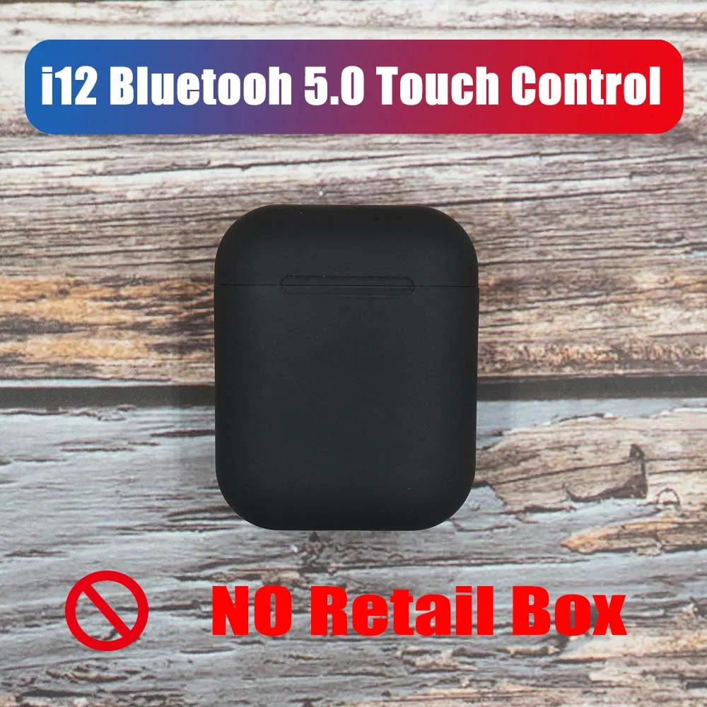 i12 C black no box Матовая i12 наушники-вкладыши tws с Pop up наушники Bluetooth 5,0 наушники Беспроводной гарнитуры сенсорный Управление спортивные стерео наушники - Цвет: i12 C black no box