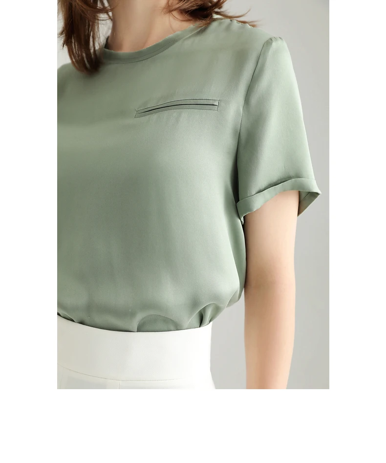 SuyaDream Women Solid T Shirt 100%Silk Satin O Neck Short Sleeves Chic Shirt 2021 Spring Summer White Silk Top SuyaDream Women Solid T Shirt 100%Silk Satin O Neck Short Sleeves Chic Shirt 2021 Spring Summer White Silk Top