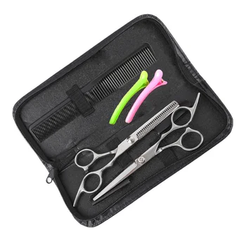 

1 Set of 6PCS Professional Tooth Cutting Scissors Set Ergonomics Handle Hairdressing Scissor Comb Kit Portable Hair Styling Tool