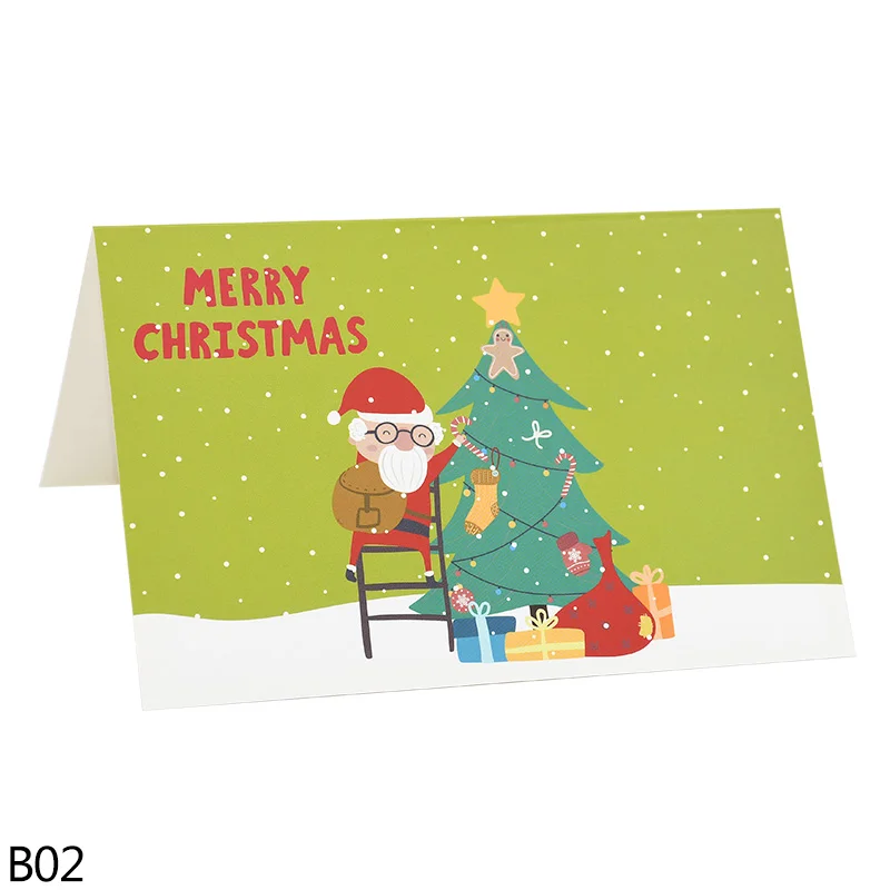 2/5 шт Счастливого Рождества, Приветствие открытка с конвертом милый Санта Клаус Снеговик с напечатанными изображениями рождественской Год Открытка для вечеринки принадлежности 8z - Цвет: B02