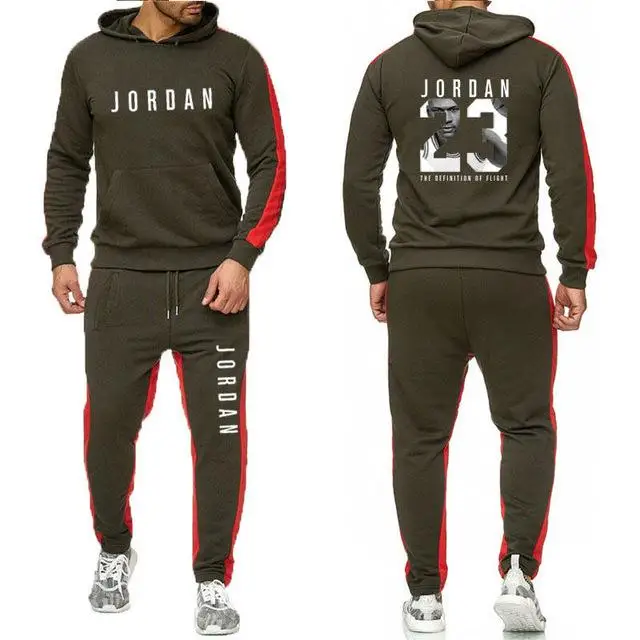 Новинка, брендовый спортивный костюм, модный JORDAN 23, мужская спортивная одежда, комплект из двух предметов, хлопковое флисовое плотное худи+ штаны спортивный костюм для мужчин - Цвет: 23