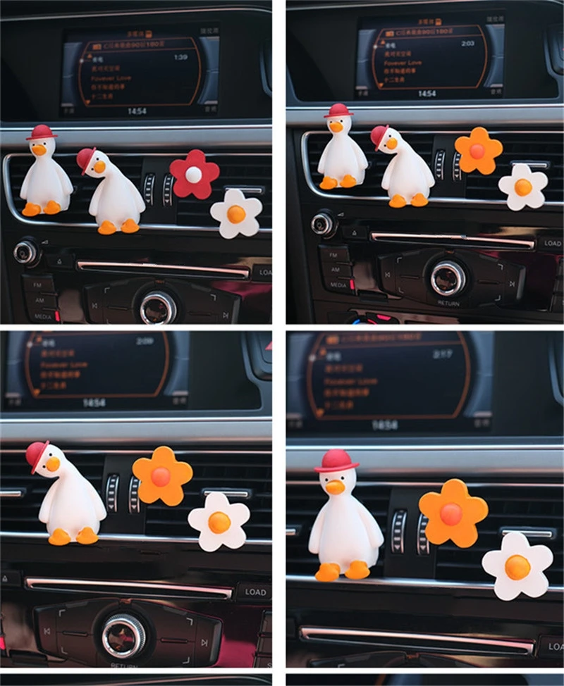 Air Freshener Car Interior Air Outlet Little Flower Cartoon Duck Solid Fragrance Diffuser Car Styling Decoration Accessories