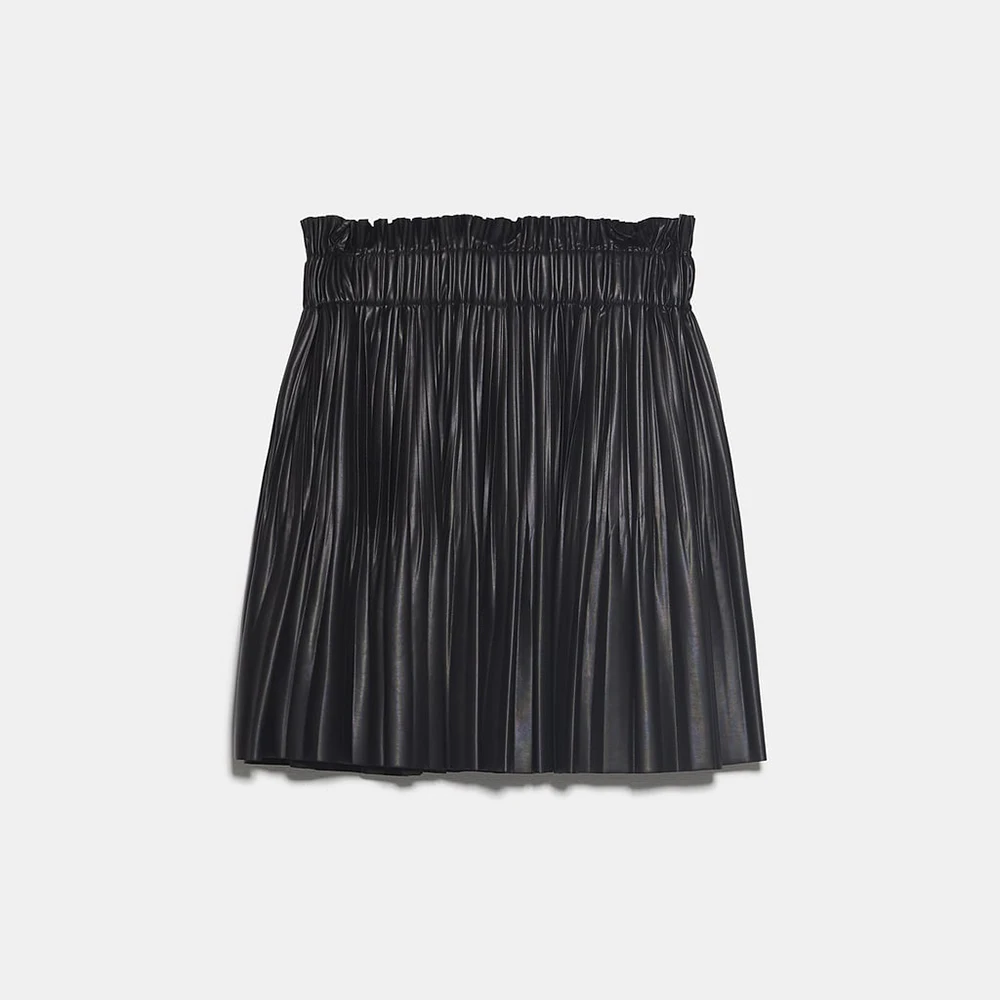 Стильные шикарные юбки с ремнем из искусственной кожи Модные женские плиссированные юбки с высокой талией повседневные уличные вечерние юбки Faldas
