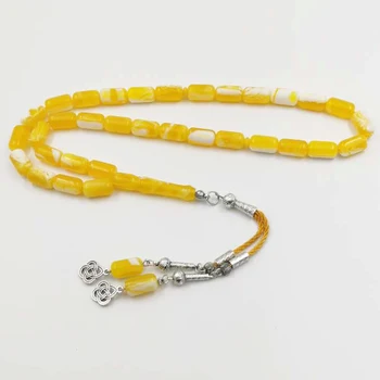 

Yellow Resin Tasbih Muslim 33 prayer beads handmade Islamic bracelet gifts arabic Fashion jewelry accessories