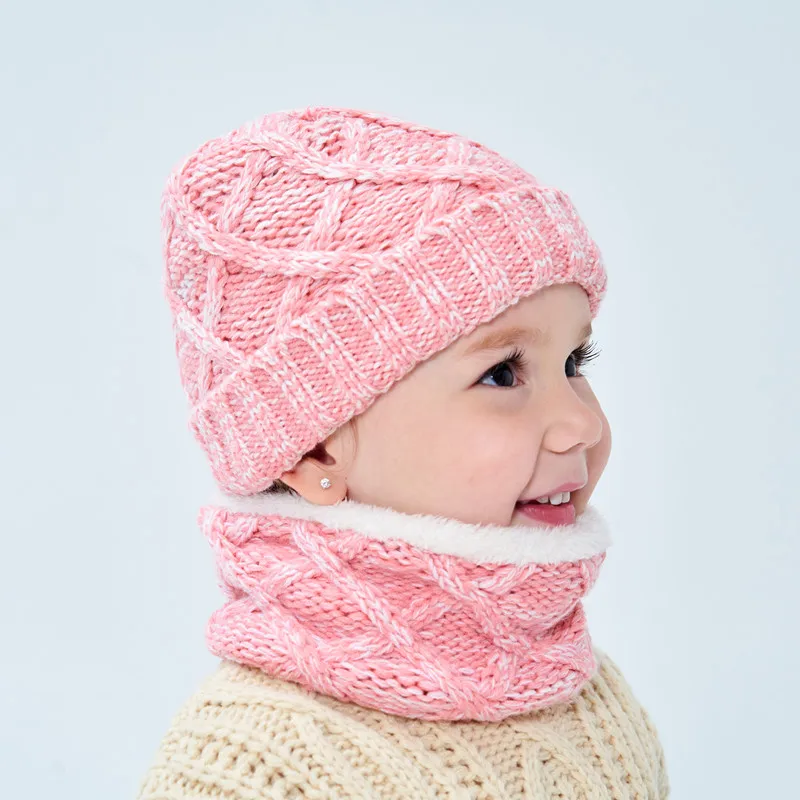 Focusnorm/шапка для маленьких мальчиков и девочек 1-8 лет, комплект из 2 предметов, 5 стилей, однотонная Вязаная хлопковая мягкая осенне-зимняя шапка, комплект