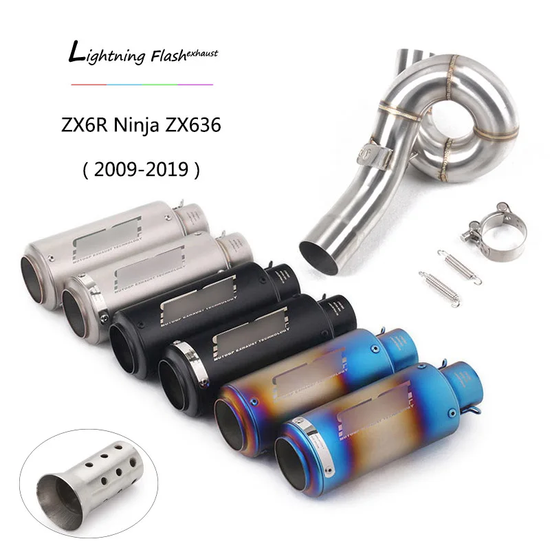 

For 2009-2019 Kawasaki ZX6R Ninja ZX636 Exhaust Pipe Motorcycle Mid Pipe Slip On 51 mm Muffler with Removable DB Killer Escape