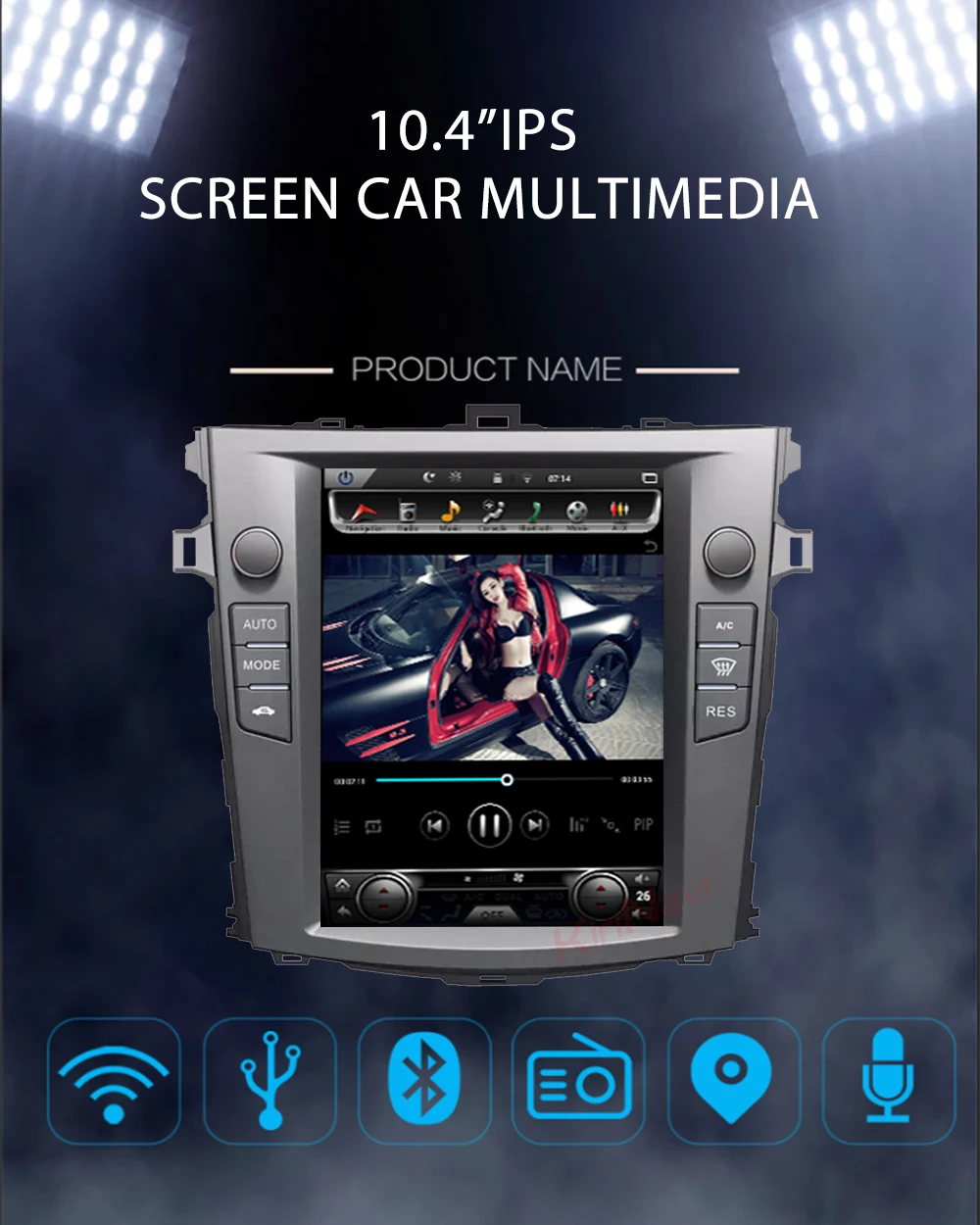 KiriNavi вертикальный экран Tesla style 10,4 ''Android 8,1 автомобильный DVD мультимедийный плеер для GPS для Toyota Corolla навигация 4G 2006-2012