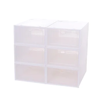 

12Pcs Stackable Shoes Box Thickened Transparent Shoes Storage Case Plastic Shoe Container for Men (White)