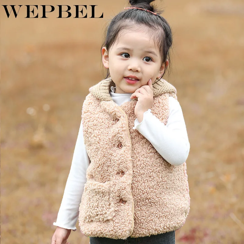WEPBEL Baby Girls& Boys Winter Vests Hooded Toddler Fleece Vest Autumn Outerwear Clothes Children Warm Vests For Girls 2-6 Year