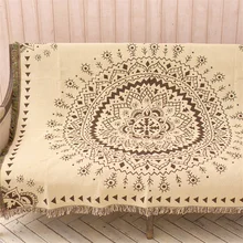 

European Style Export Simple Sofa Set Line Blanket Beige 100% Cotton Thread Sofa Towel Bed Full Cover Blanket Simple Pan Flower