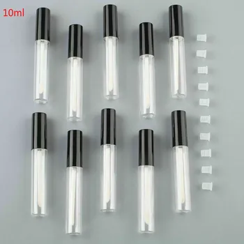 

10/20pcs 10ML black cap transparent plastic beautiful empty transparent lip gloss tube lipstick bottle container