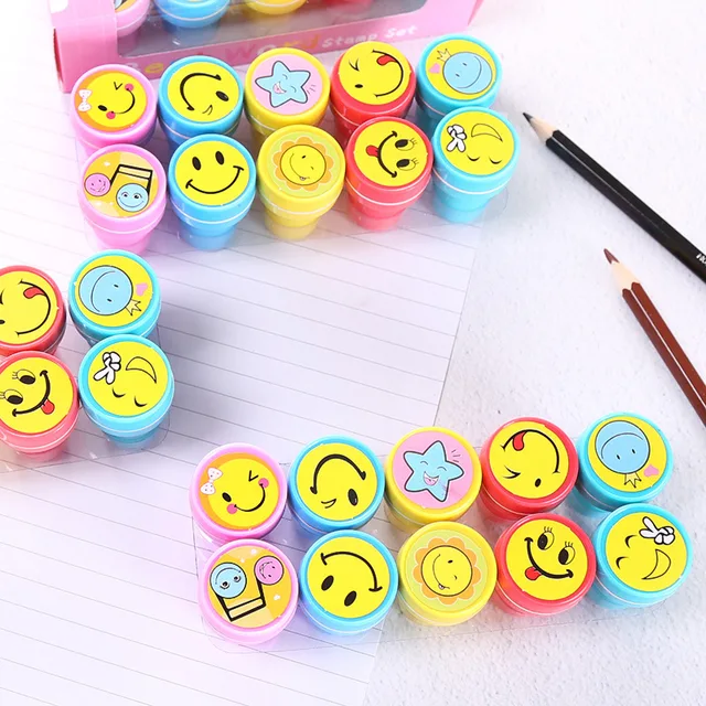 10pcs Assorted Stamps for Kids Self-ink Stamps Children Toy Stamps Smiley  Face Seal Scrapbooking DIY Painting Photo Album Decor - AliExpress