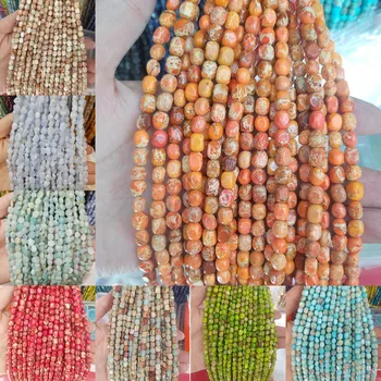 

Denier Form Natural Semi-precious Stone Loose Beads Strand 24 Colors for Choice DIY Beads for Making Necklace Bracelets