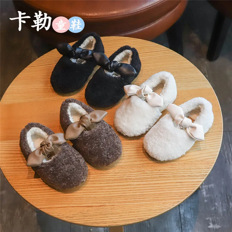 

Girls Princess Shoes 2019 Winter New Style Korean-style Baby plus Velvet Shoes Second Cotton Liner Children Peas Cotton-padded S