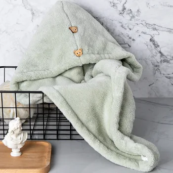 

Dry Hair Cap Female Double Layer Thickening Ultra-strength Absorbent Quick-Drying Lazy Shower Cap Cute Hair Drying Towel Wash Pa