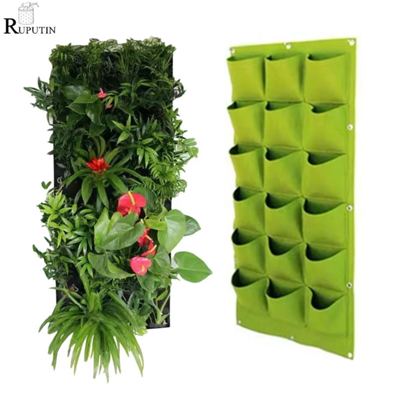 Wall Hanging Planting Bags 18 36 49 72 Pockets Green Grow Bag Planter Vertical Garden Vegetable Living Garden Bag Flowers Supply Grow Bags Aliexpress