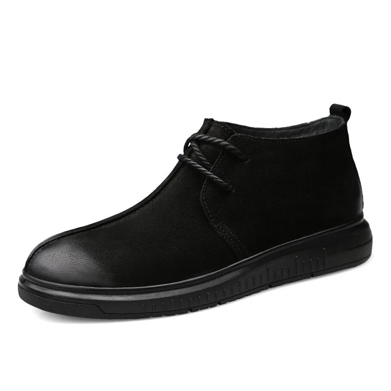 

Youki Mens Boots 2019 Spring Autumn Casual Leather Shoes Male Ankle Boot Gnuine Leather Winter Boot Plush Fur Warm Snow Shoe