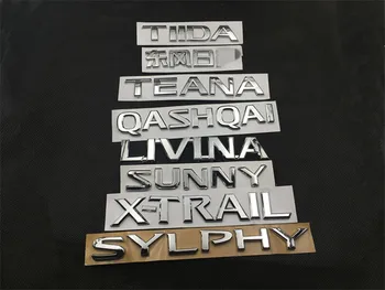 

Car Styling For Nissan X-Trail TEANA TIIDA QASHQAI SYLPHY ABS Displacement English sign Emblem Badge Letters Rear Tail Sticker