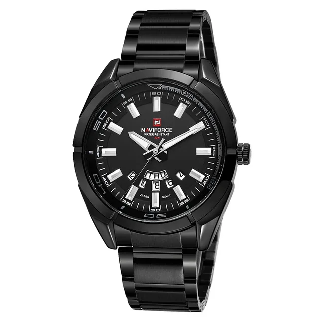 Black Black NAVIFORCE бренд бизнес Топ Роскошные мужские часы модные кварцевые часы для мужчин s Военная Униформа хронограф наручные часы Relogio Masculino - Цвет: Black Black