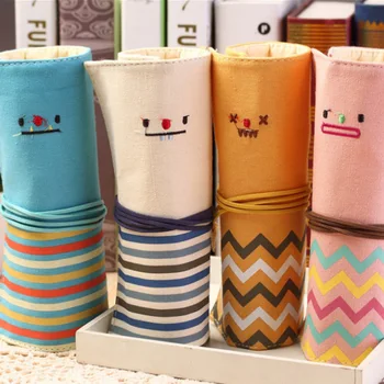 

Korean stationery fashion smile roll Pencil Bag student creative canvas pencil bag