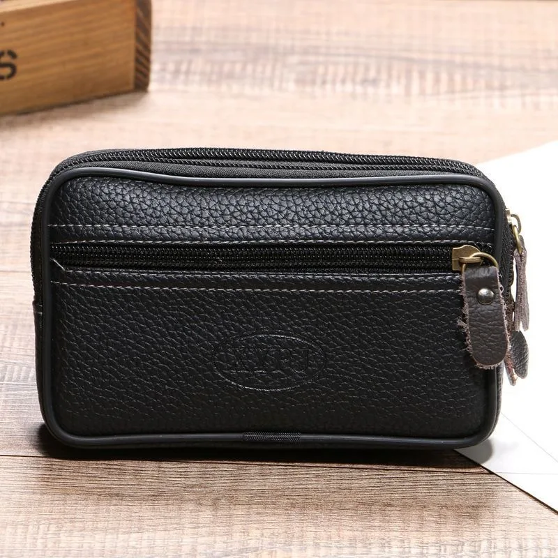 Leather Waist Bag on the Belt Outdoor Small Wallet Wear-resistant Fanny Waist Pack Multifunction Phone Coin Unisex 1