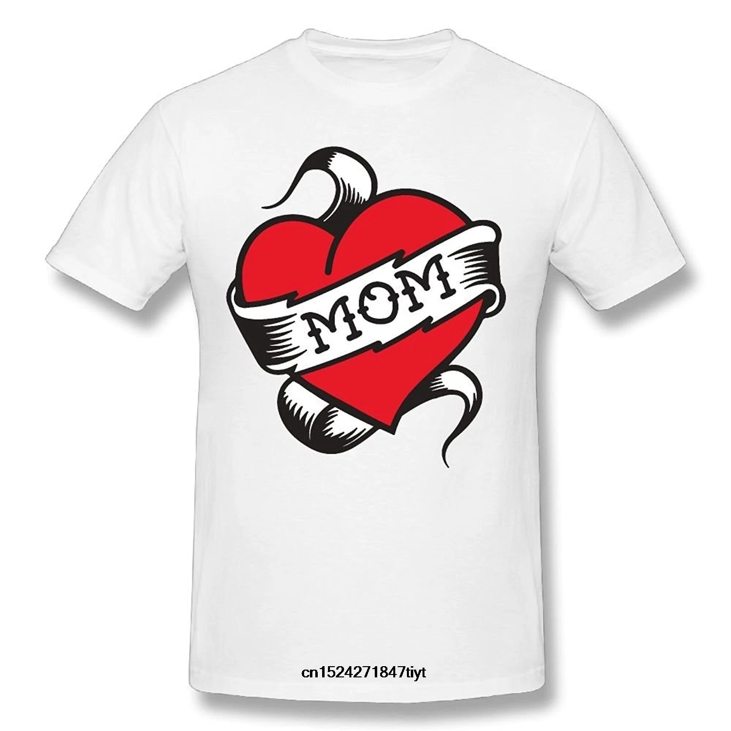 Funny Men t shirt white t-shirt tshirts Black tee Mom Heart Tattoo Men's Printed Cotton T Shirt | Мужская одежда