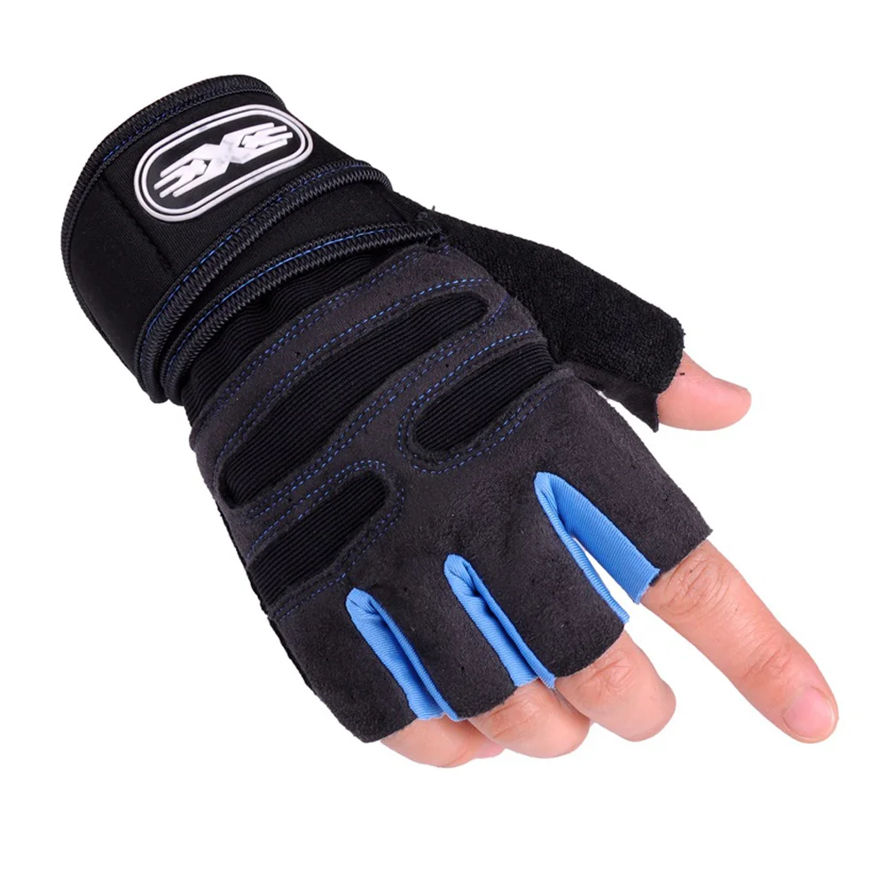 light blue Non-Slip Вес подъема перчатки для уличной езды износостойкий Фитнес варежки Вес Подъема Наручные Обёрточная бумага для упражнений из дышащего материала - Цвет: light blue