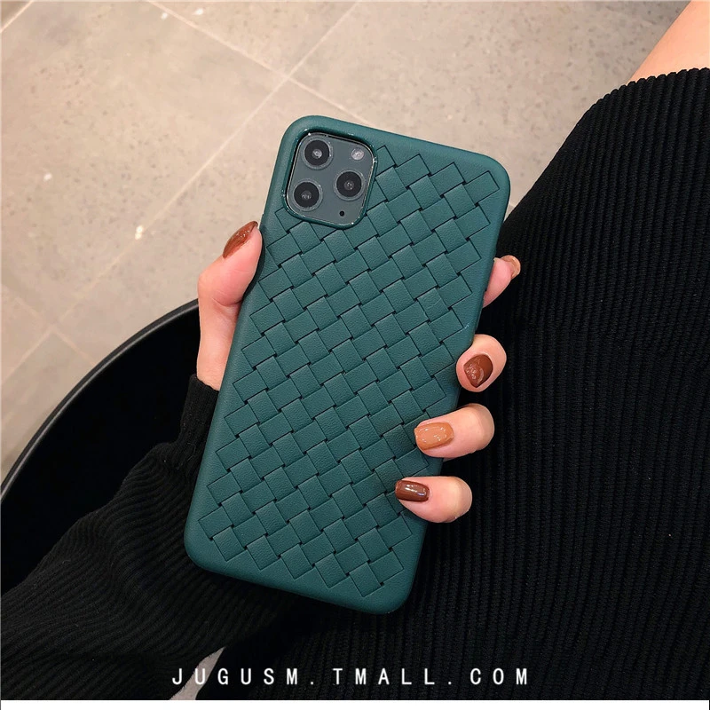 IMIDO креативный ультратонкий тканый узор протектор для iPhone 11 Pro Max x XR XS Max защита от падения мягкий клей для iPhone 7 8plus 6P - Цвет: Зеленый