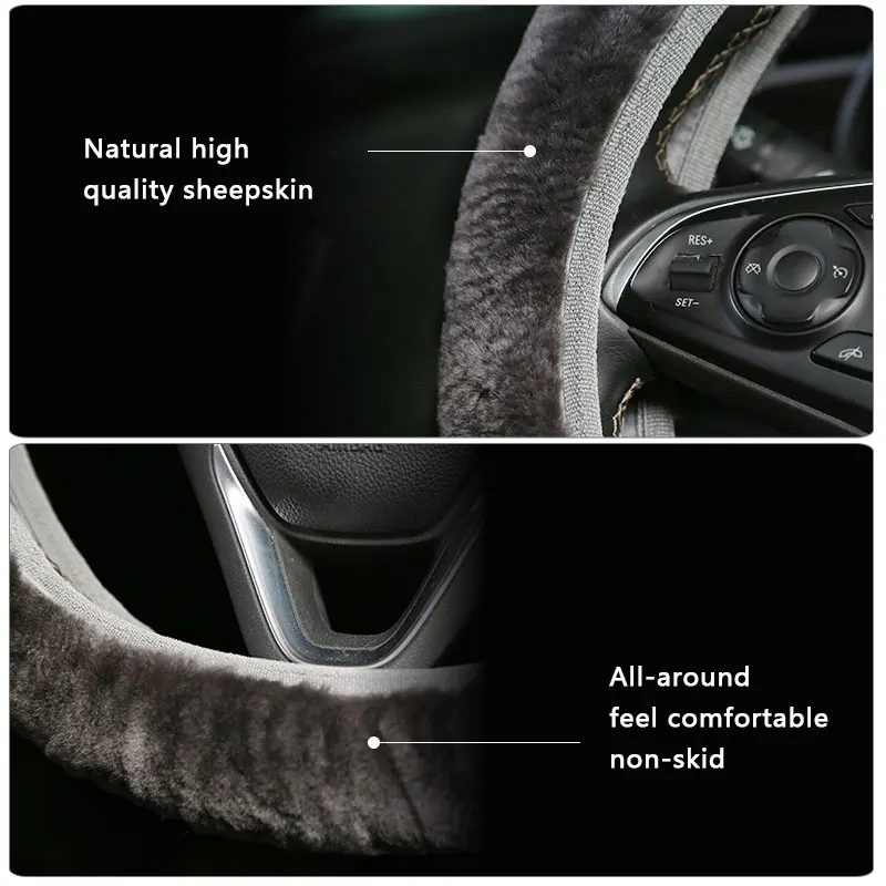 Натуральной Овчины руль рулевое колесо Чехол Премиум Шерсть Руль Обложка