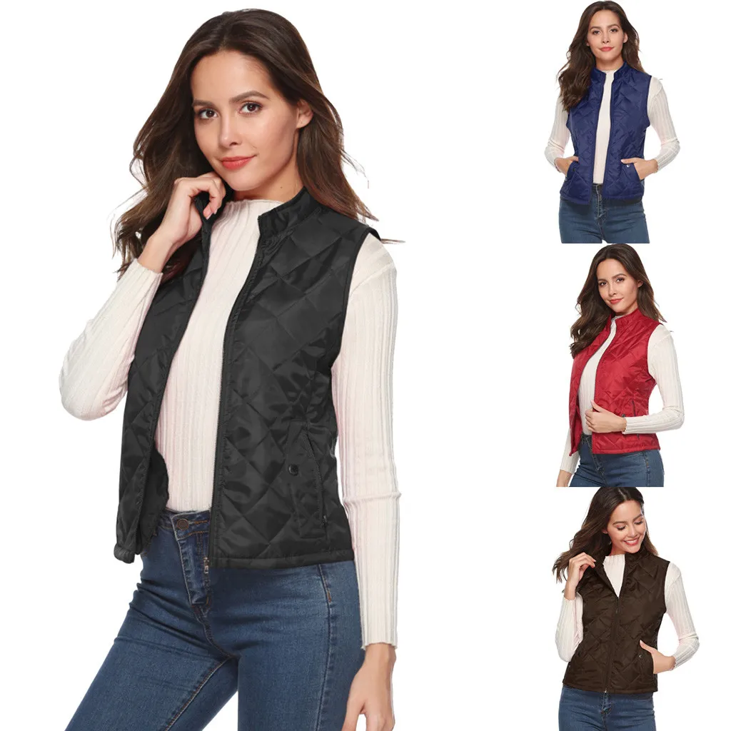 Jaycosin 2019 Winter Warm Casual Leisure Waistcoat Coat Women Thick Solid Color Jackets Comfortable Sleeveless Jacket Coat 31#4