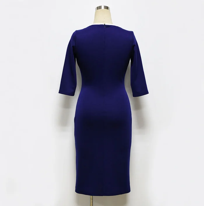 Женские летние 3/4 рукава Элегантные винтажные цельные платья костюм для работы в офисе бизнес повседневные облегающие вечерние платья