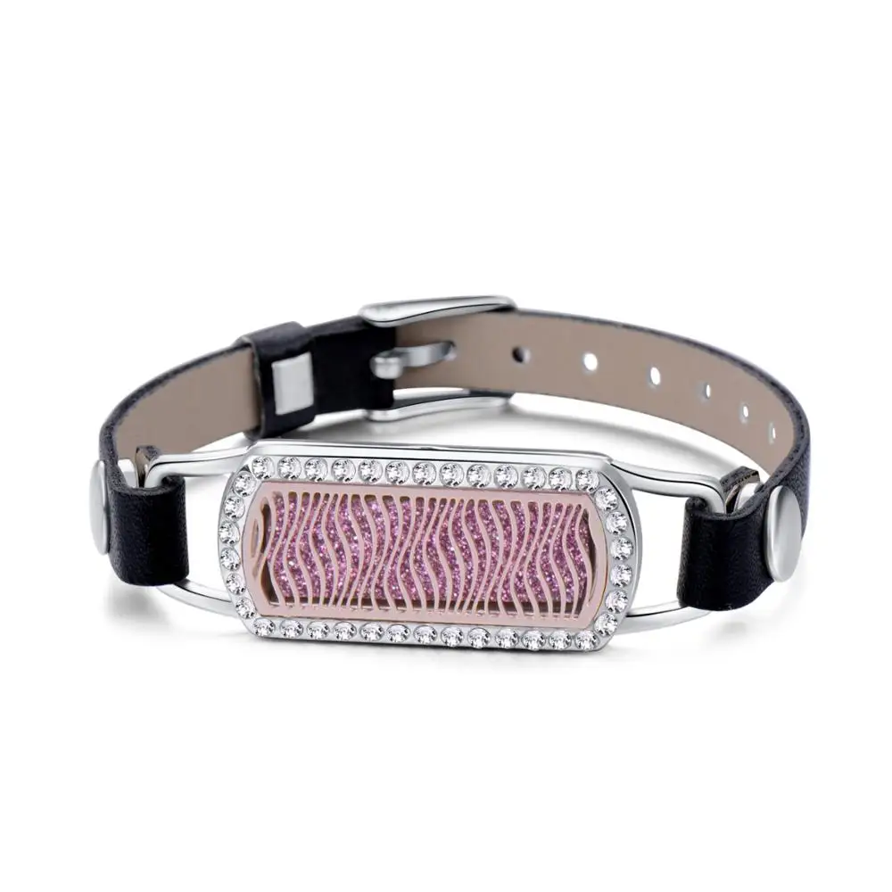 

10Pcs/Lot Aromatherapy Bracelet Black Leather Essential Oil Diffuser Locket Bracelets Stainless Steel Aroma Perfume Bracelets