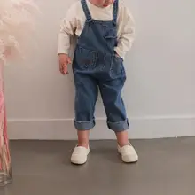Джинсовый комбинезон для мальчиков и девочек, весенне-осенние детские джинсовые штаны, От 1 до 6 лет
