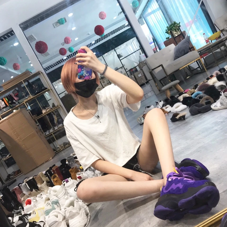 Фиолетовые женские кроссовки в стиле ретро на массивном каблуке; винтажные женские кроссовки на платформе; обувь на толстой подошве; женские кроссовки из натуральной кожи на плоской подошве