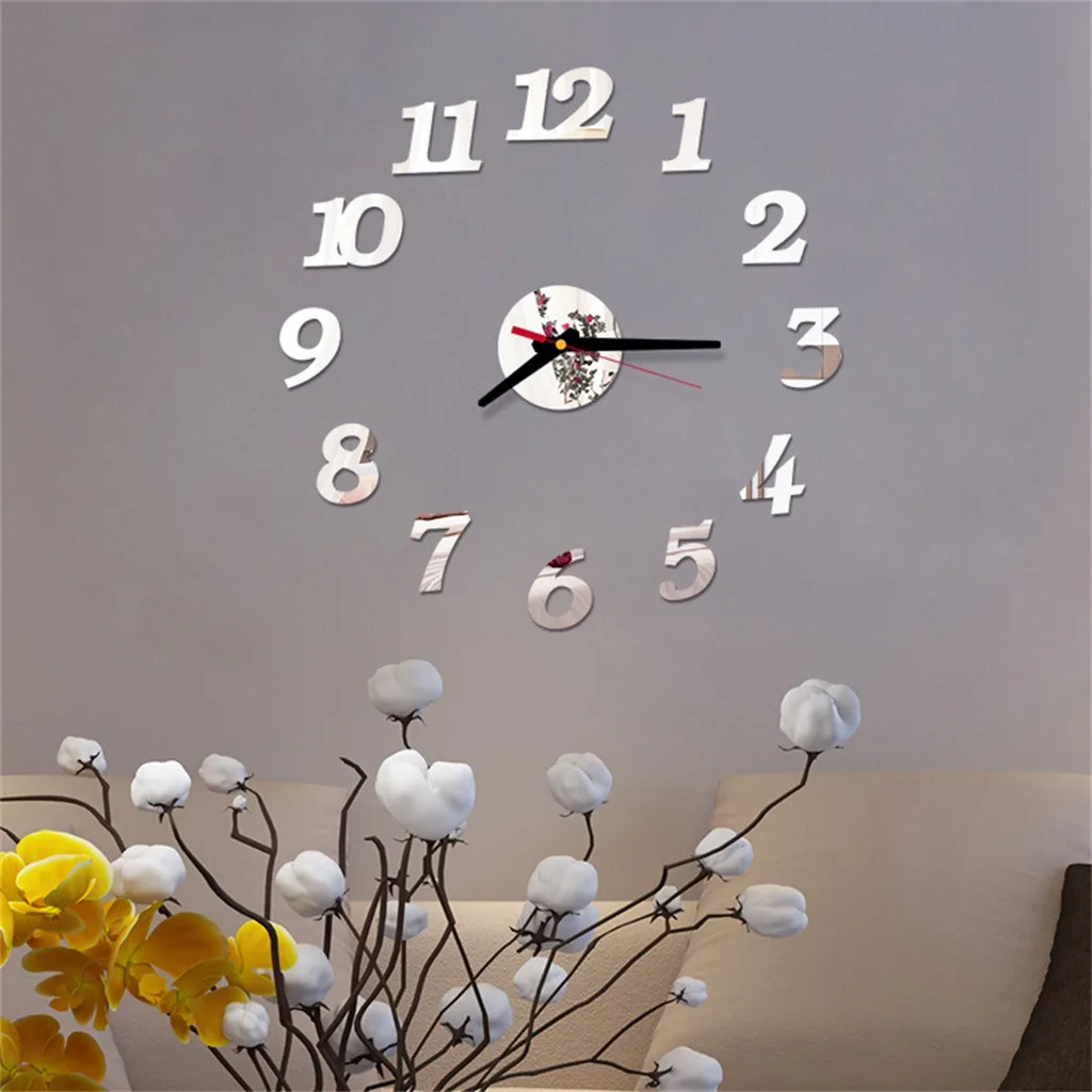 Большие настенные часы 3D сделай сам римские цифры акриловые зеркальные настенные наклейки часы для гостиной настенные часы домашний Декор современный дизайн# L5